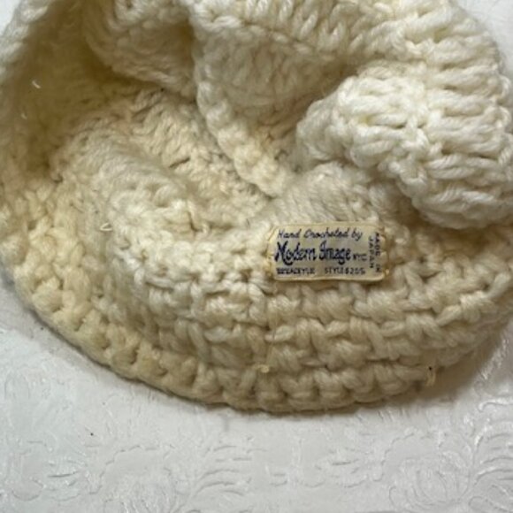 VTG Hand Crocheted White Head Wrap Hat Made in Japan - Picture 11 of 13
